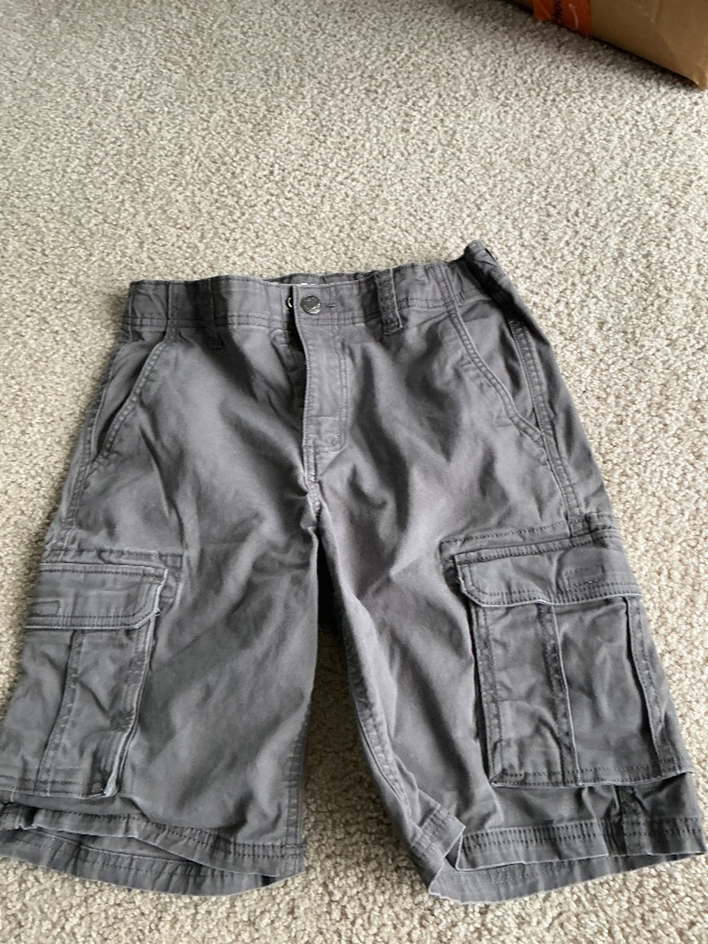 Boys Size 16 Gray Cargo Shorts Adjustable Waist Utility Pockets
